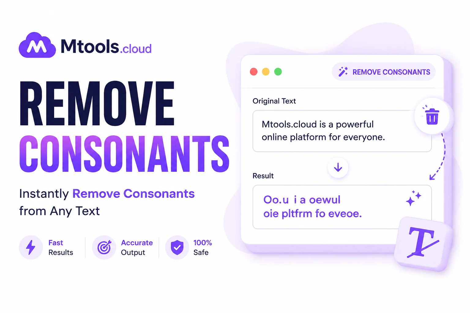 Remove Consonants Tool Visual